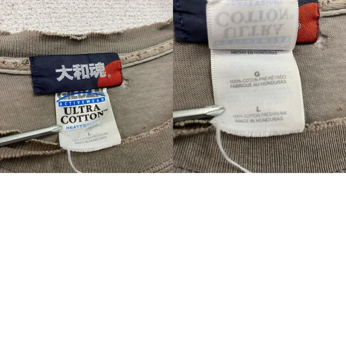GILDAN　ギルダン　大和魂　半袖プリントTシャツ　カーキ　Lサイズ