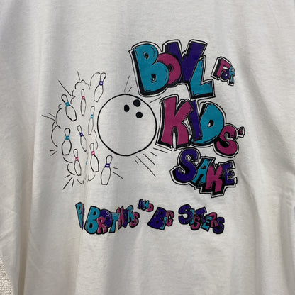 古着 used　FRUIT OF THE LOOM　半袖プリントTシャツ　クルーネック　レトロ　ボーリング　白　ホワイト　Lサイズ