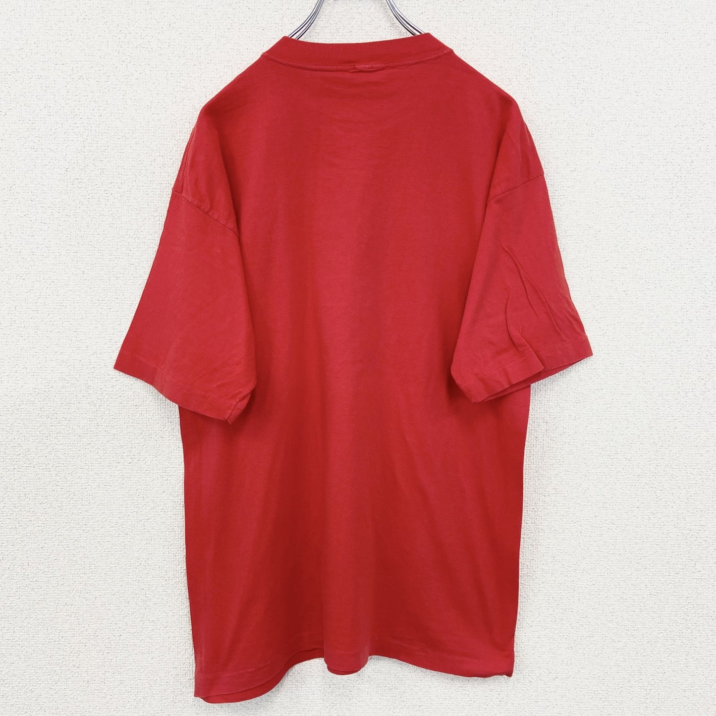 古着 used　半袖プリントTシャツ　90s　クマ　カジュアル　花　赤　レッド　シングルステッチ　レトロデザイン　Lサイズ