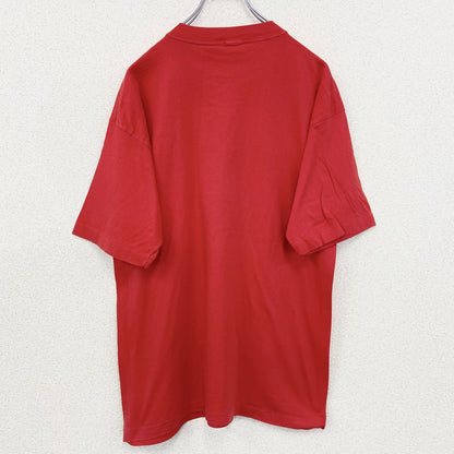 古着 used　半袖プリントTシャツ　90s　クマ　カジュアル　花　赤　レッド　シングルステッチ　レトロデザイン　Lサイズ