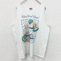 古着 used　ONIETA　オニータ　ノースリーブ　プリント　90s　USA製　海　リゾート　クルーネック　ホワイト　XLサイズ