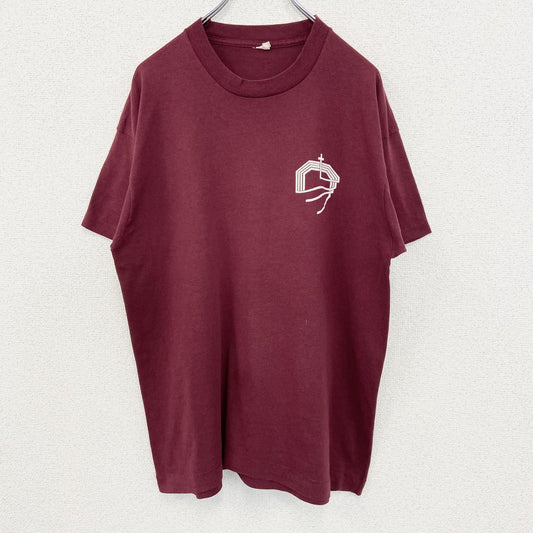 古着 used　半袖プリントTシャツ　90s　十字架　鳩　赤　レッド　シングルステッチ　春夏服　レトロデザイン　Lサイズ