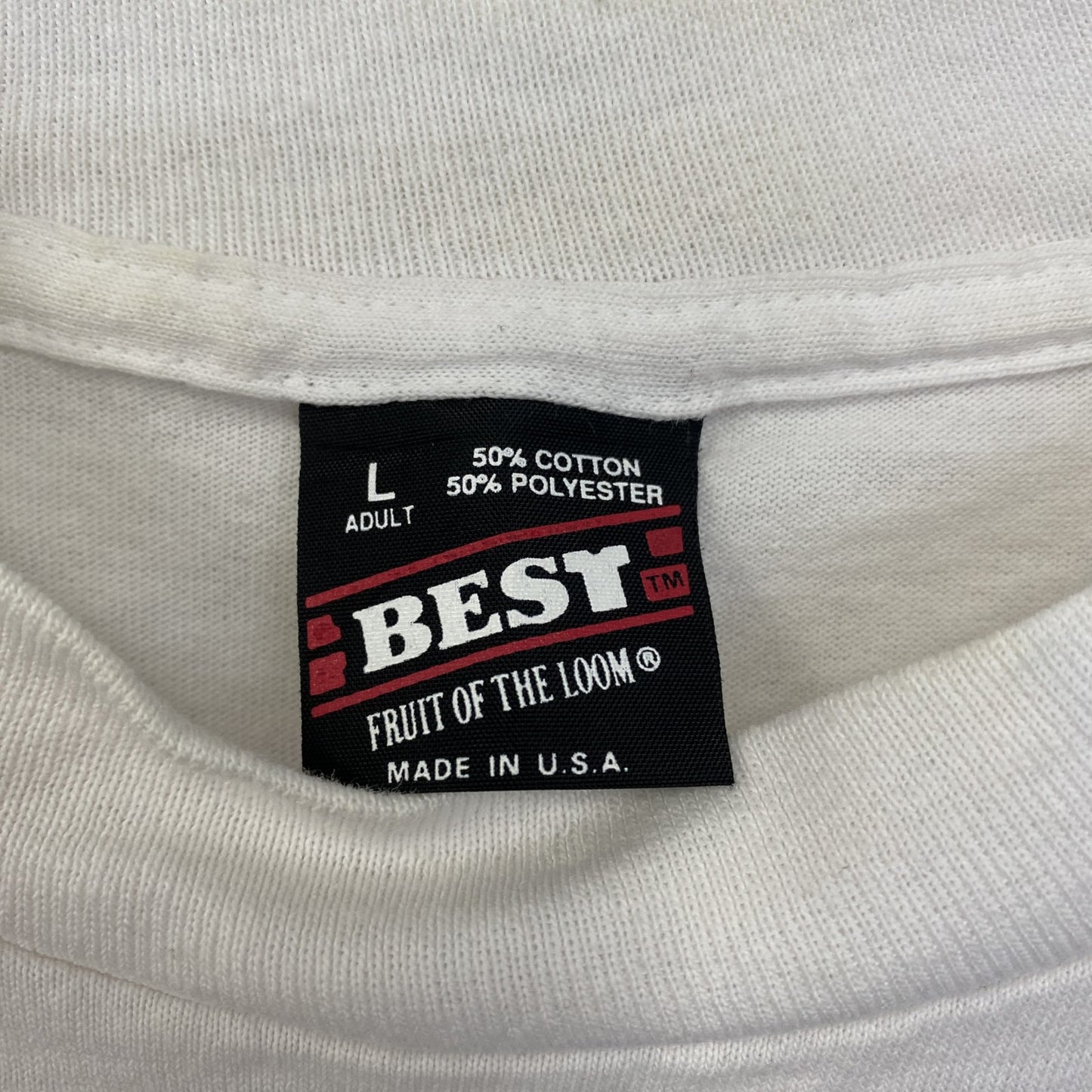 古着 used　FRUIT OF THE LOOM　半袖プリントTシャツ　クルーネック　レトロ　ボーリング　白　ホワイト　Lサイズ