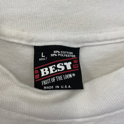 古着 used　FRUIT OF THE LOOM　半袖プリントTシャツ　クルーネック　レトロ　ボーリング　白　ホワイト　Lサイズ