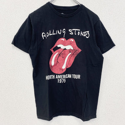 古着 used　THE ROLLING STONES　半袖バンドプリントTシャツ　クルーネック　レトロ　黒　ブラック　Sサイズ
