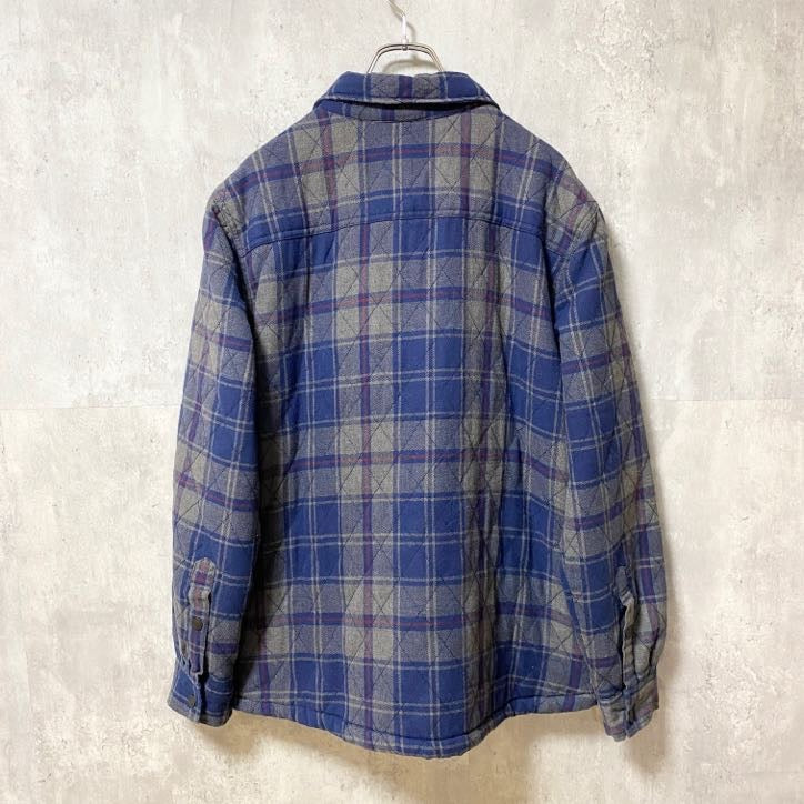 古着 used　GEORGE　長袖チェック柄ブルゾン　アウター　裏ボア　ネイビー　秋冬服　レトロデザイン　Mサイズ