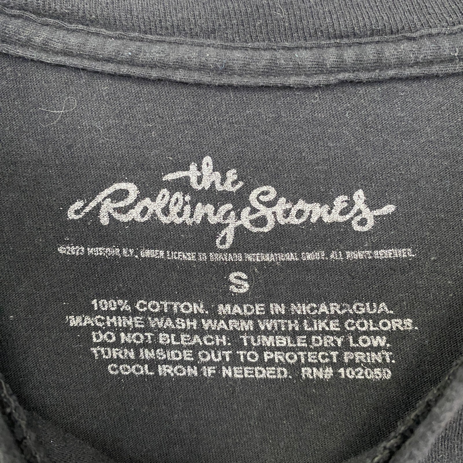 古着 used　THE ROLLING STONES　半袖バンドプリントTシャツ　クルーネック　レトロ　黒　ブラック　Sサイズ