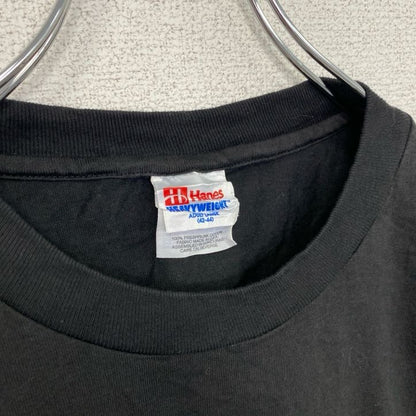 古着 used　Hanes　ヘインズ　半袖プリントTシャツ　シングルステッチ　アルファベット　クルーネック　ブラック
