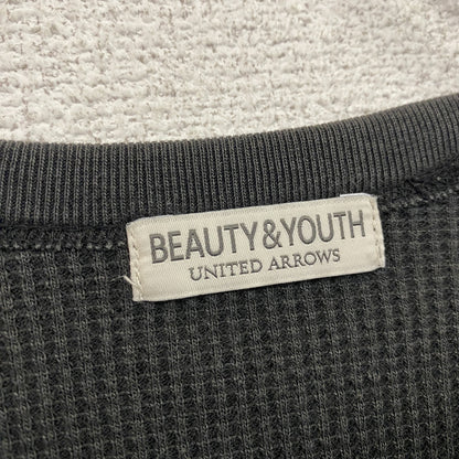 BEAUTY&YOUTH UNITED ARROWS　長袖Tシャツ/サーマルロンT　ワッフル　フェード　黒　ブラック　XLサイズ