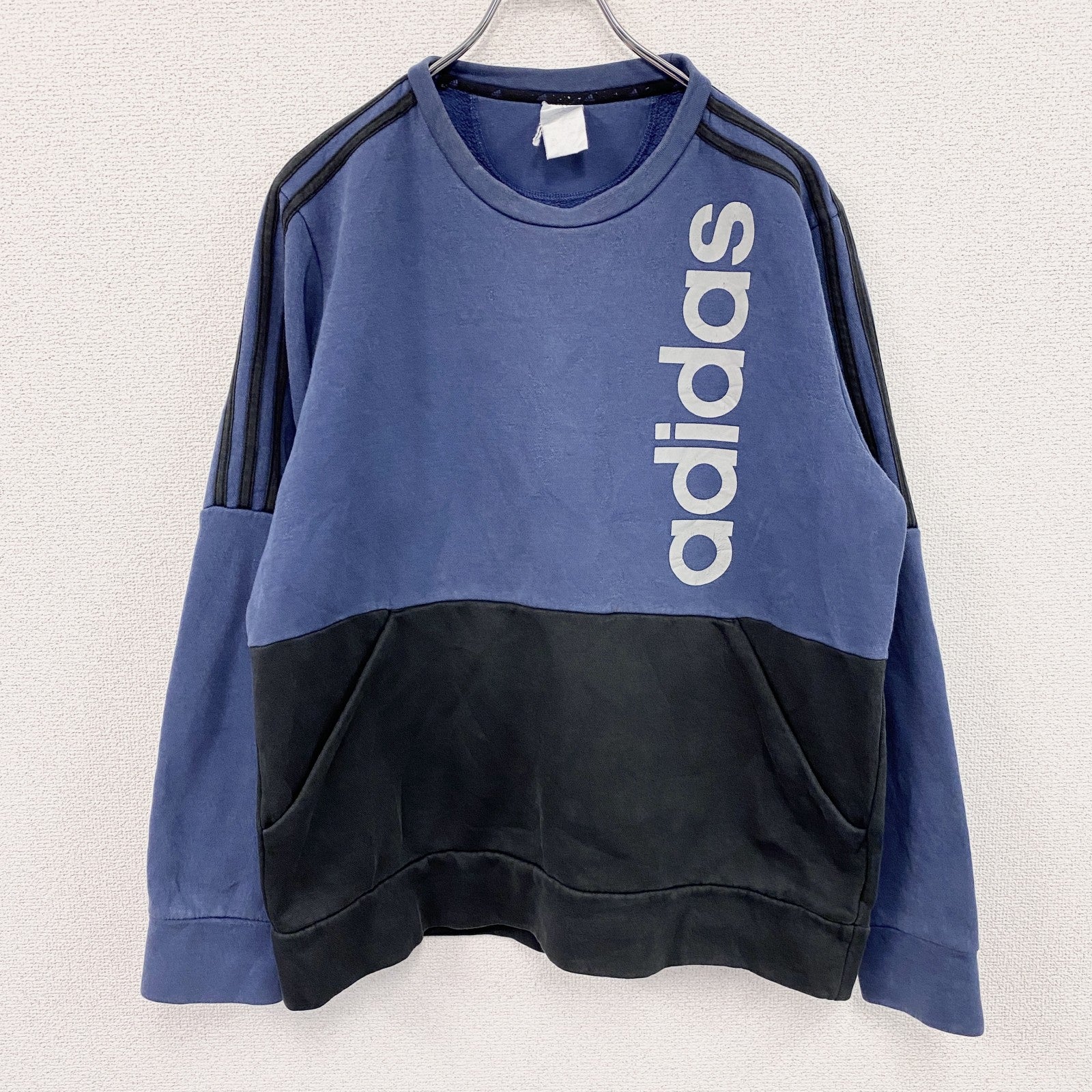 adidas　アディダス　スウェット/トレーナー　バイカラー　紺　黒　ネイビー　ブラック　Lサイズ