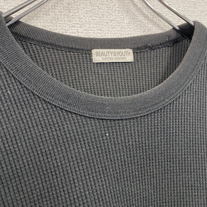 BEAUTY&YOUTH UNITED ARROWS　長袖Tシャツ/サーマルロンT　ワッフル　フェード　黒　ブラック　XLサイズ