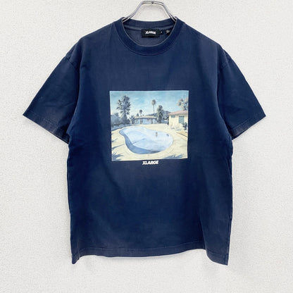 XLARGE　エクストララージ　半袖プリントTシャツ　紺　ネイビー　Lサイズ