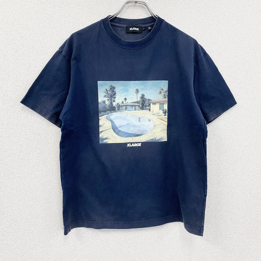 XLARGE　エクストララージ　半袖プリントTシャツ　紺　ネイビー　Lサイズ