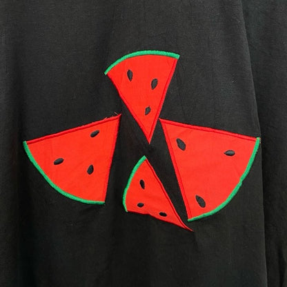 古着 used　Hanes　ヘインズ　半袖プリントTシャツ　シングルステッチ　肩パッド　フルーツ　ブラック　XLサイズ