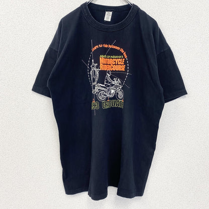 古着 used　半袖プリントTシャツ　90s　シングルステッチ　ヴィンテージ　クルーネック　レトロ　黒　ブラック　XLサイズ