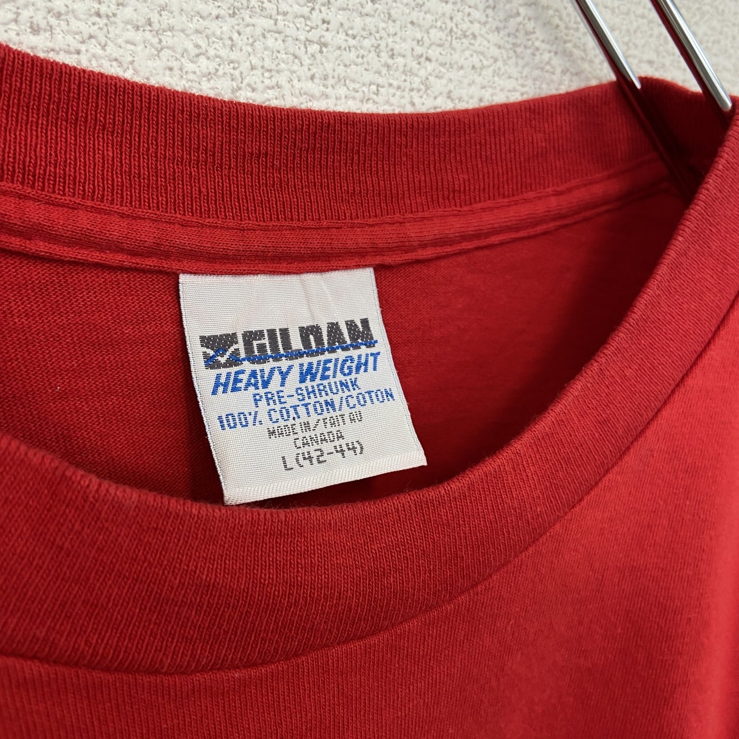 古着 used　GILDAN ギルダン　半袖プリントTシャツ　90s　赤　レッド　シングルステッチ　クルーネック　Lサイズ