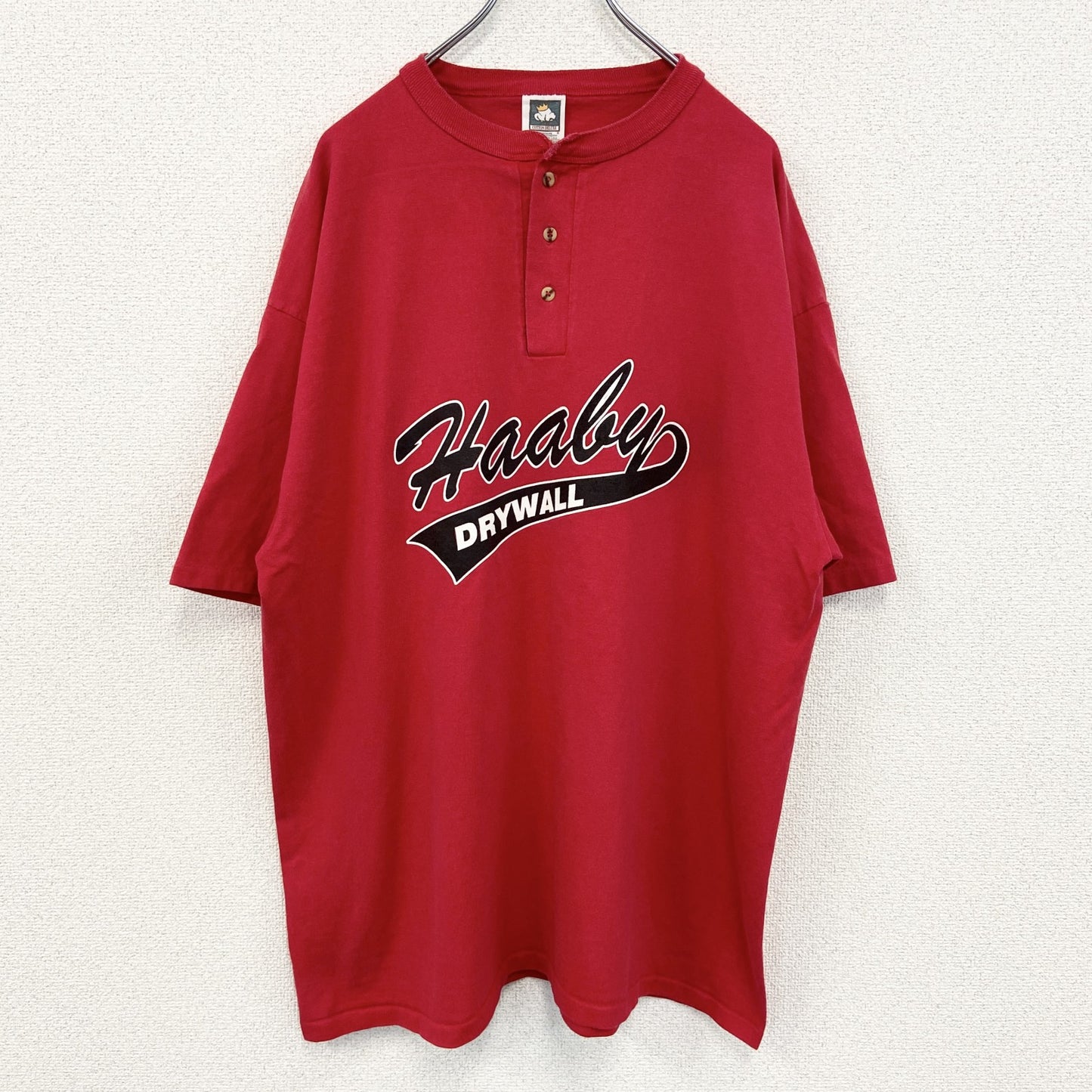 古着 used　COTTON DELUXE　半袖プリントTシャツ　US製　90s　赤　シングルステッチ　クルーネック　2XLサイズ