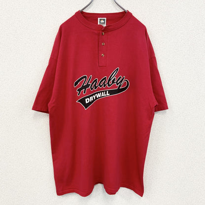 古着 used　COTTON DELUXE　半袖プリントTシャツ　US製　90s　赤　シングルステッチ　クルーネック　2XLサイズ