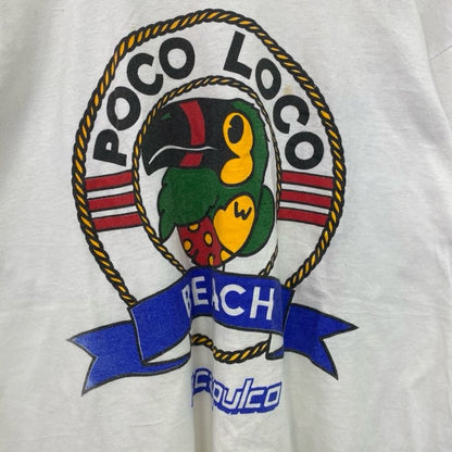 古着 used　半袖プリントTシャツ　90s　シングルステッチ　バード　鳥　南国リゾート　クルーネック　ホワイト　Mサイズ