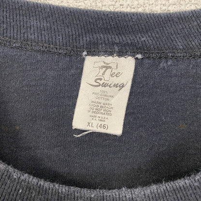 古着 used　半袖プリントTシャツ　90s　シングルステッチ　ヴィンテージ　クルーネック　レトロ　黒　ブラック　XLサイズ