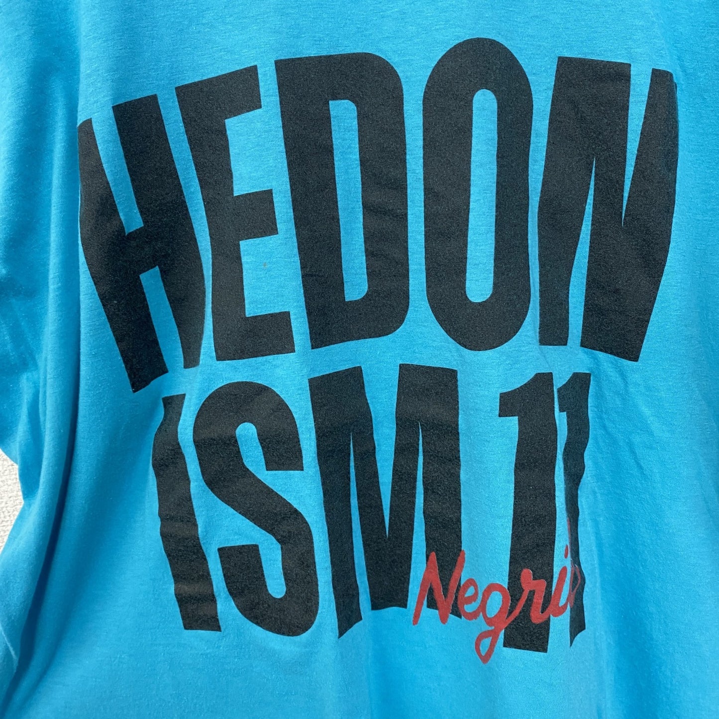 古着 used　半袖プリントTシャツ　90s　シングルステッチ　ヴィンテージ　クルーネック　レトロ　水色　ブルー　XXXLサイズ