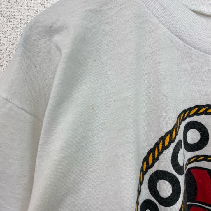 古着 used　半袖プリントTシャツ　90s　シングルステッチ　バード　鳥　南国リゾート　クルーネック　ホワイト　Mサイズ