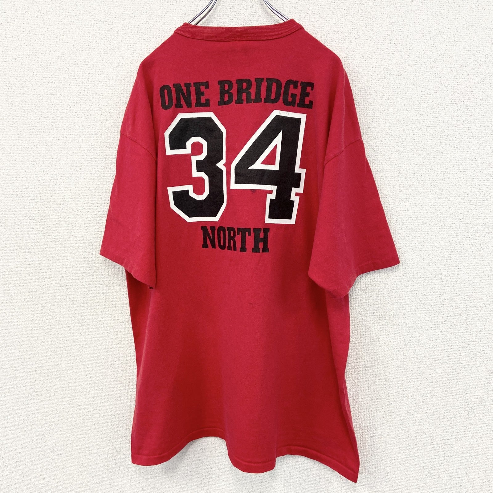 古着 used　COTTON DELUXE　半袖プリントTシャツ　US製　90s　赤　シングルステッチ　クルーネック　2XLサイズ