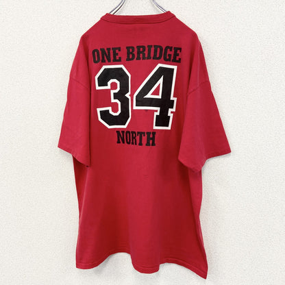 古着 used　COTTON DELUXE　半袖プリントTシャツ　US製　90s　赤　シングルステッチ　クルーネック　2XLサイズ