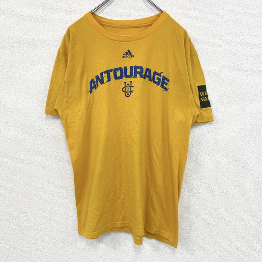 古着 used　adidas アディダス　半袖プリントTシャツ　WELLS FARCO　黄色　カジュアル　クルーネック　Lサイズ