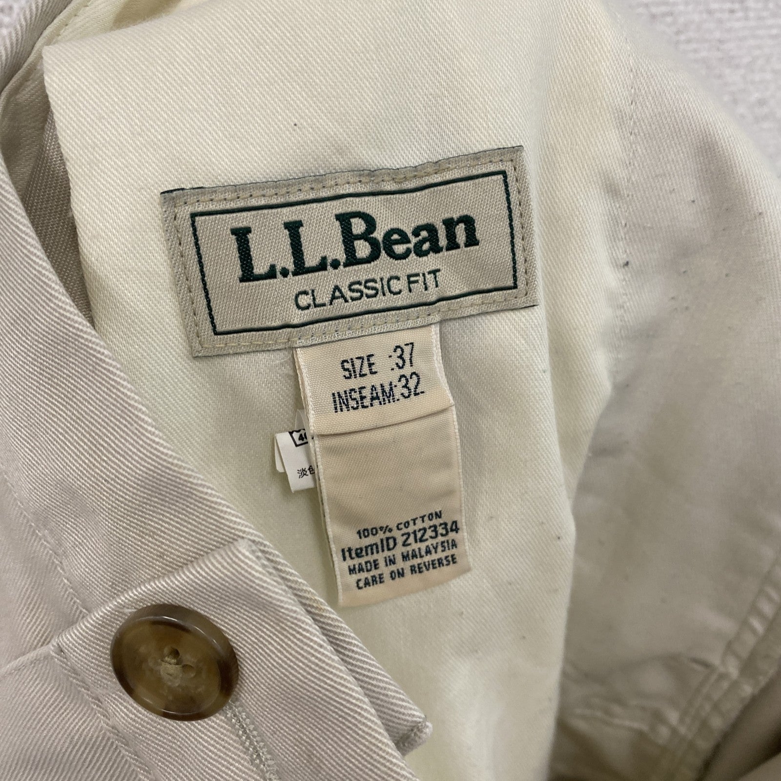 L.L.Bean　エルエルビーン　チノパンツ　ジップフライ　ベージュ　37サイズ
