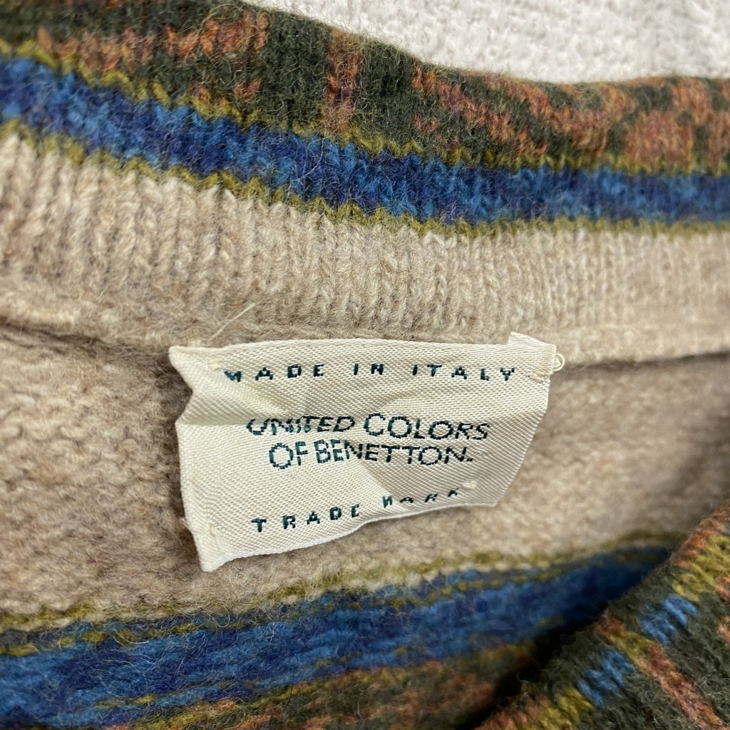 ～00s　UNITED COLORS OF BENETTON.　ベネトン　ウールニットセーター　ヴィンテージ　茶　ブラウン　ベージュ　Lサイズ