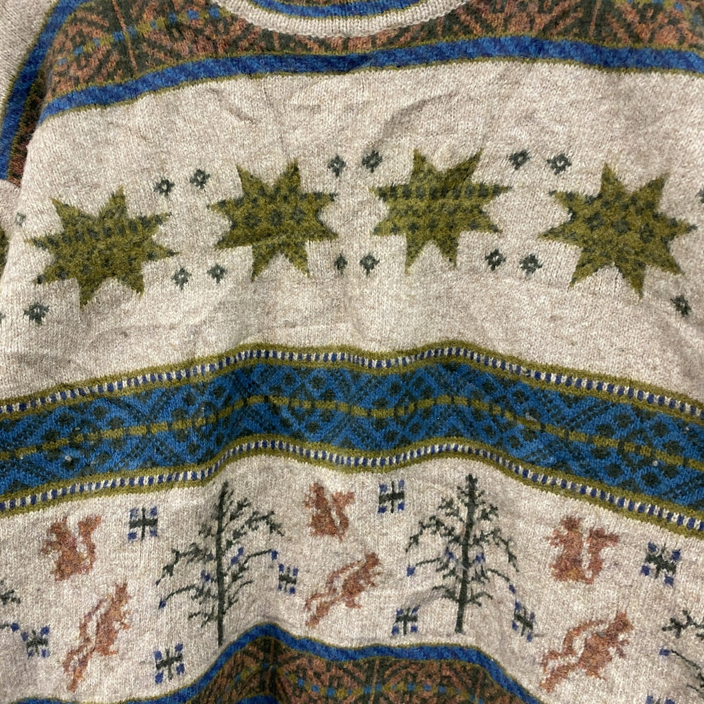 ～00s　UNITED COLORS OF BENETTON.　ベネトン　ウールニットセーター　ヴィンテージ　茶　ブラウン　ベージュ　Lサイズ