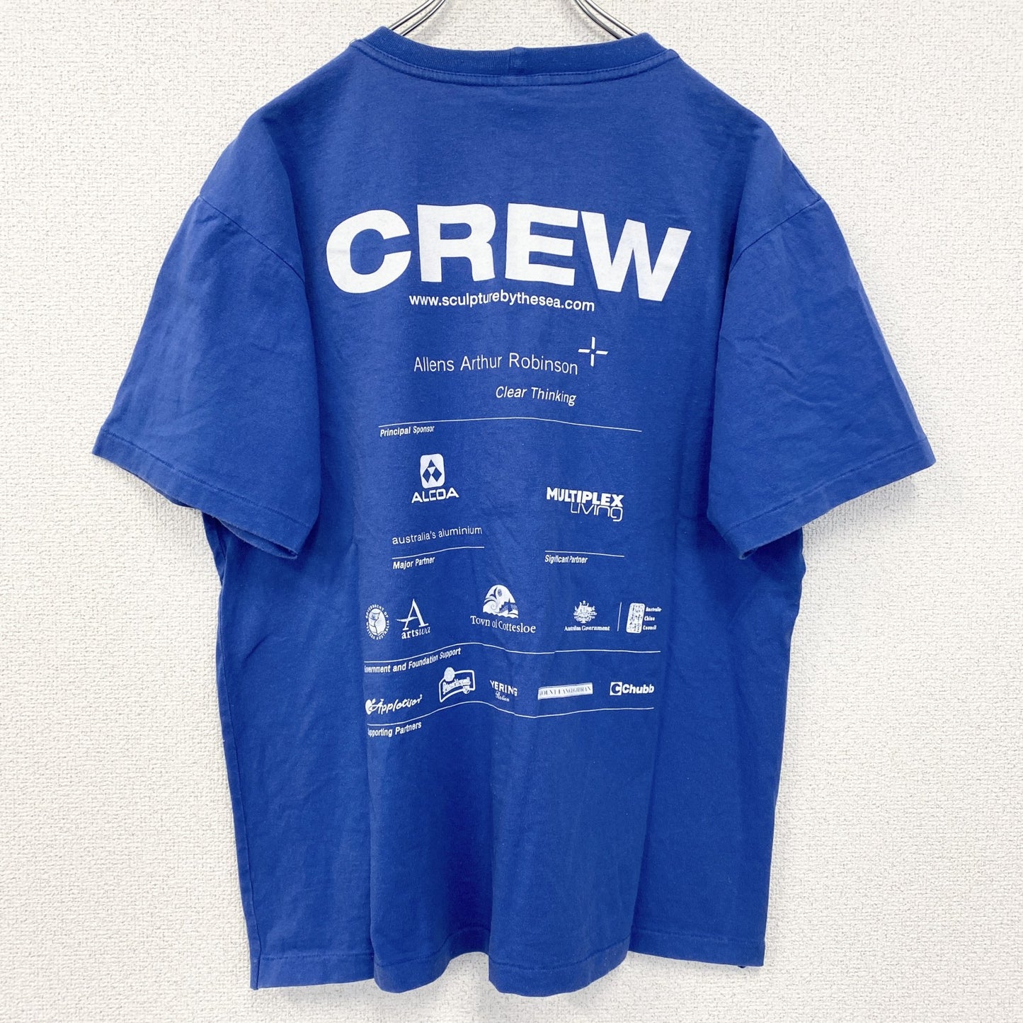 古着 used　半袖プリントTシャツ　90s　シングルステッチ　ヴィンテージ　カニ　クルーネック　レトロ　青　ブルー　Lサイズ