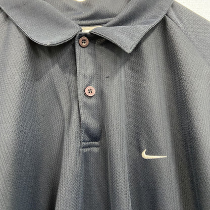 NIKE　ナイキ　半袖ポロシャツ　刺繡ロゴ　スウッシュ　紺　ネイビー　Lサイズ