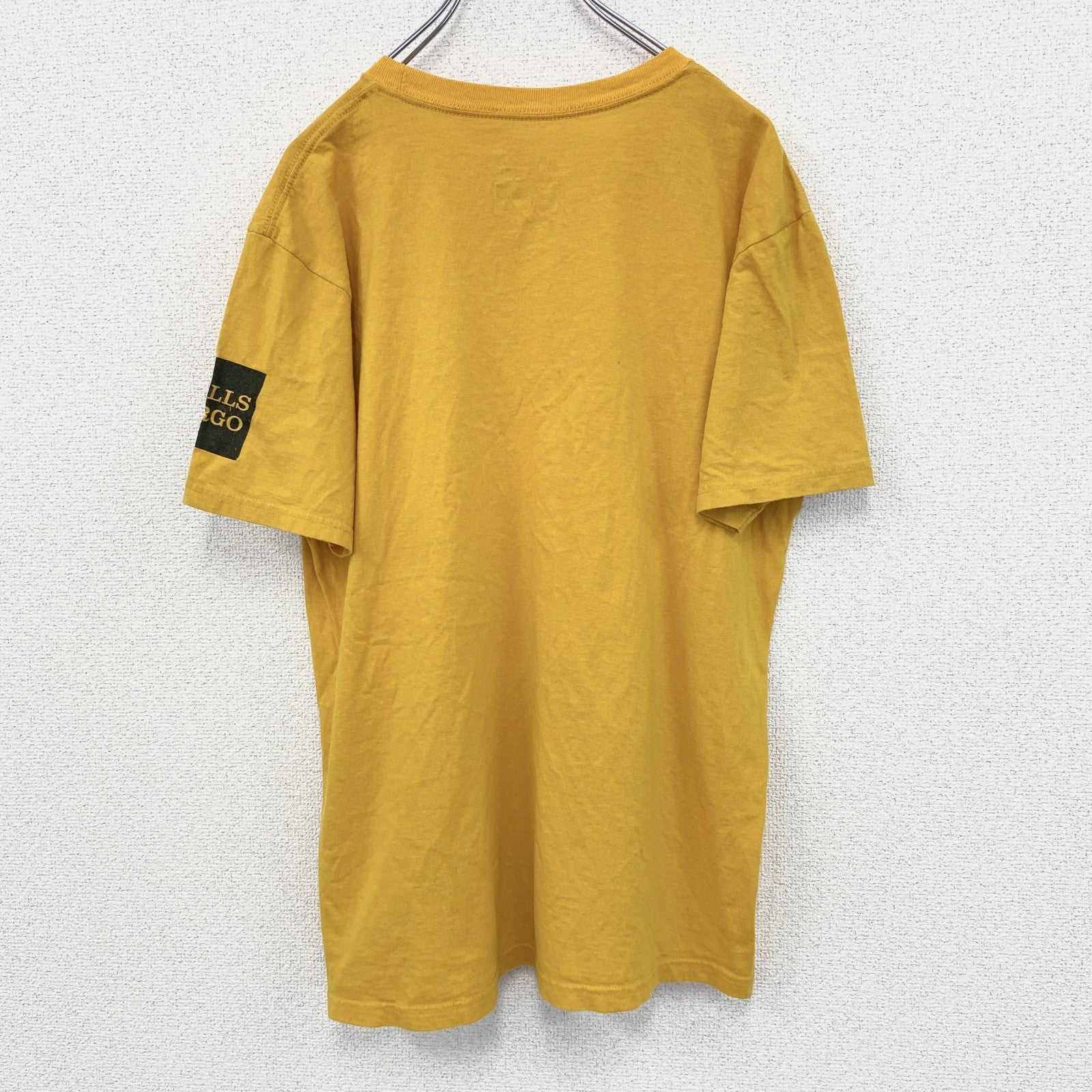 古着 used　adidas アディダス　半袖プリントTシャツ　WELLS FARCO　黄色　カジュアル　クルーネック　Lサイズ