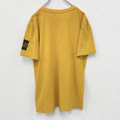 古着 used　adidas アディダス　半袖プリントTシャツ　WELLS FARCO　黄色　カジュアル　クルーネック　Lサイズ