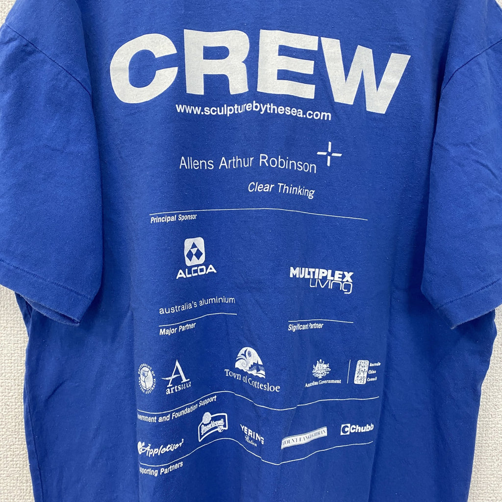 古着 used　半袖プリントTシャツ　90s　シングルステッチ　ヴィンテージ　カニ　クルーネック　レトロ　青　ブルー　Lサイズ