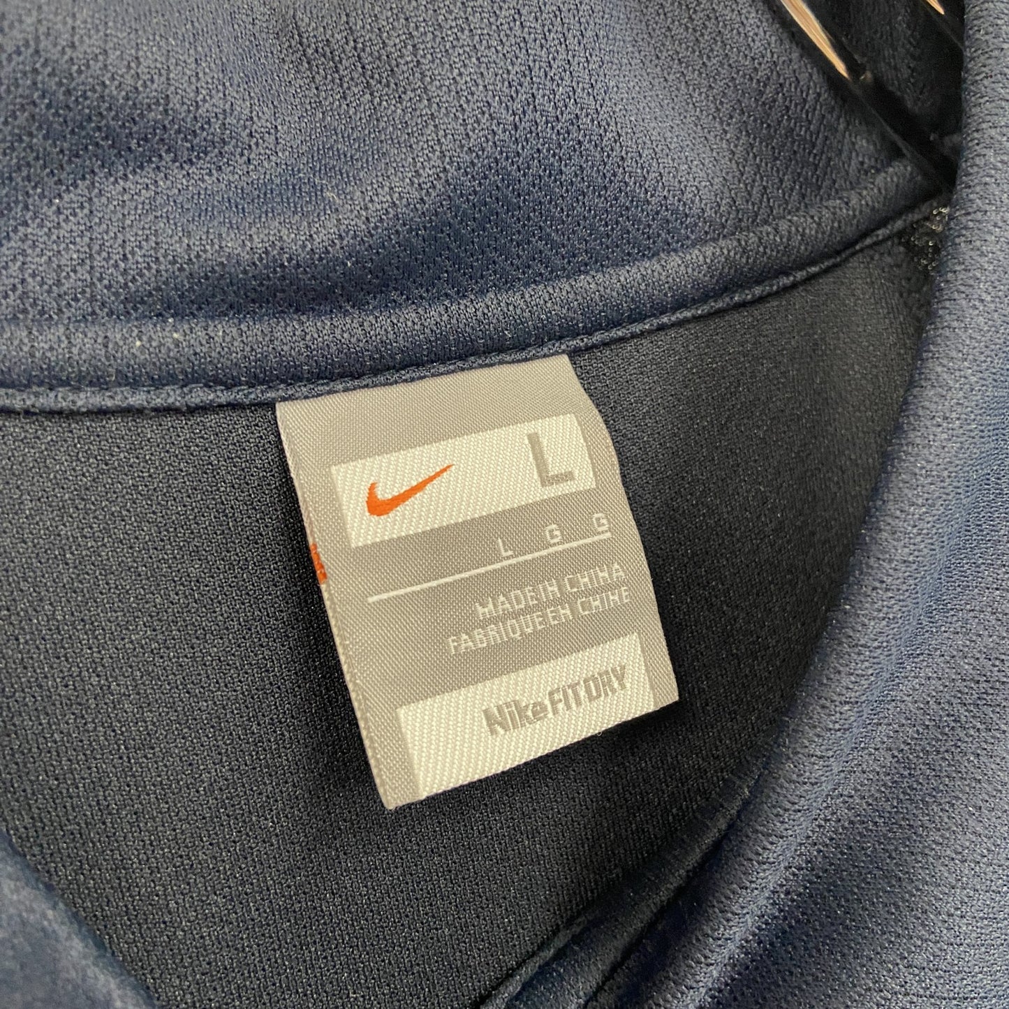 NIKE　ナイキ　半袖ポロシャツ　刺繡ロゴ　スウッシュ　紺　ネイビー　Lサイズ