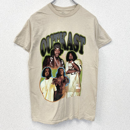 古着 used　OUT KAST　アウトキャスト　半袖プリントTシャツ　ヒップホップ　レトロ　クルーネック　ベージュ　Sサイズ