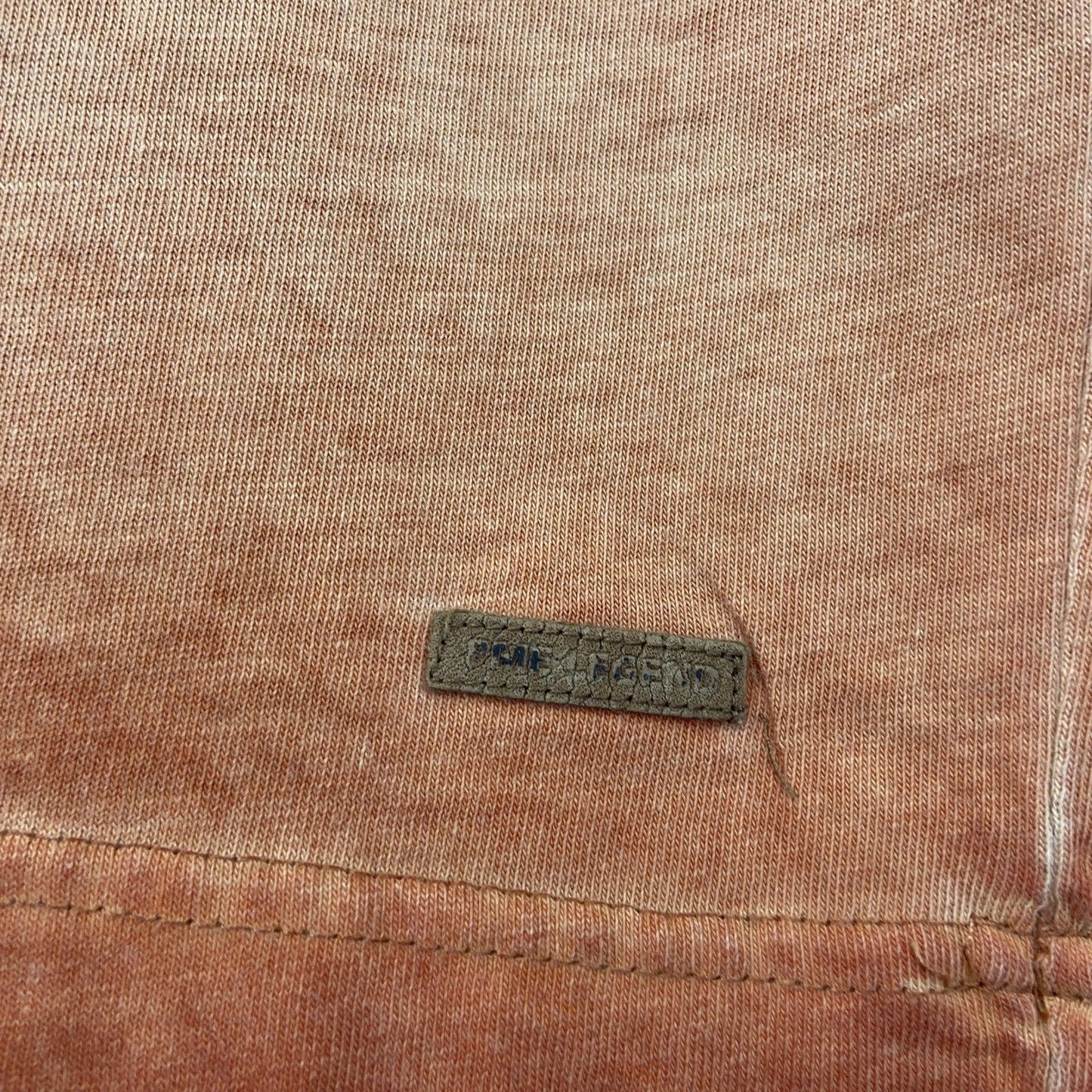 古着 used　PME LEGEND　半袖プリントTシャツ　ヴィンテージ風　オレンジ　カジュアルデザイン　Vネック　Lサイズ