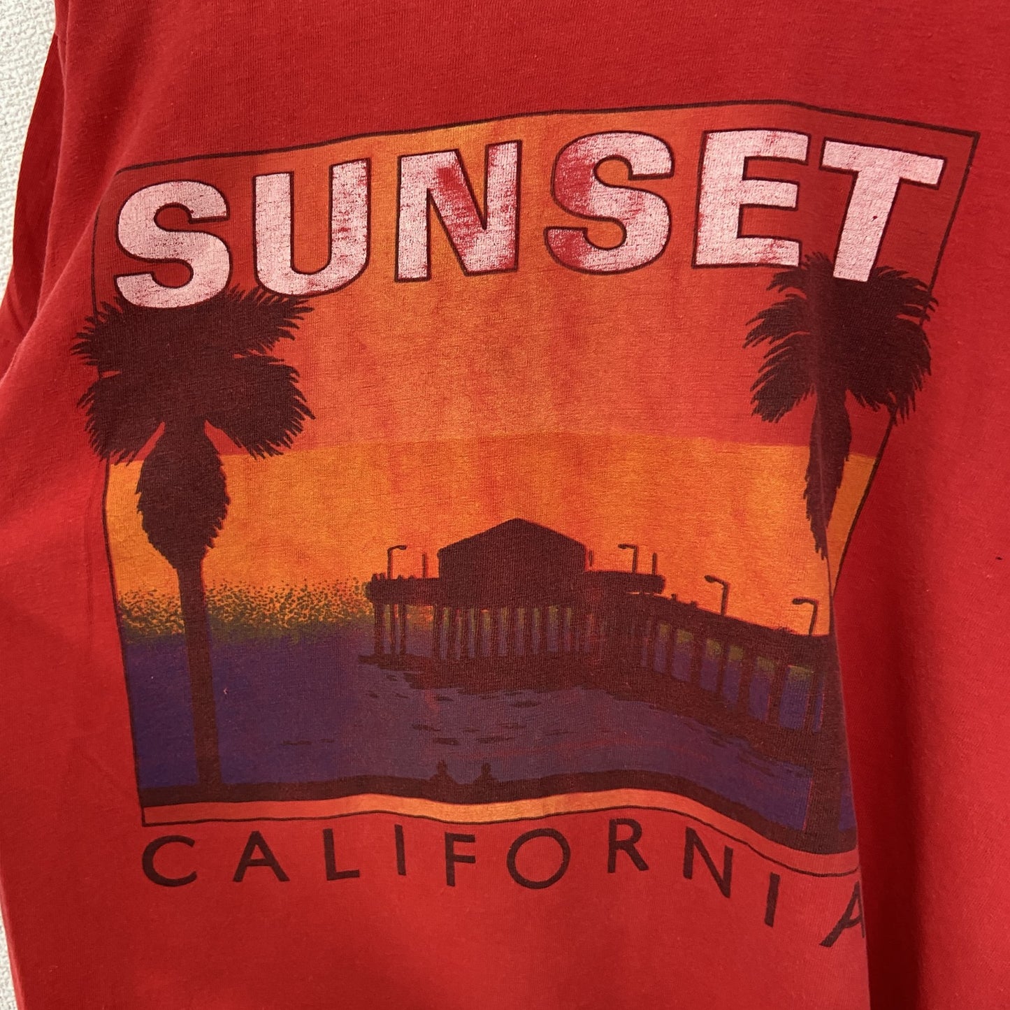 古着 used　半袖プリントTシャツ　SUNSET　CALIFORNIA　風景　90s　シングルステッチ　カジュアル　Sサイズ