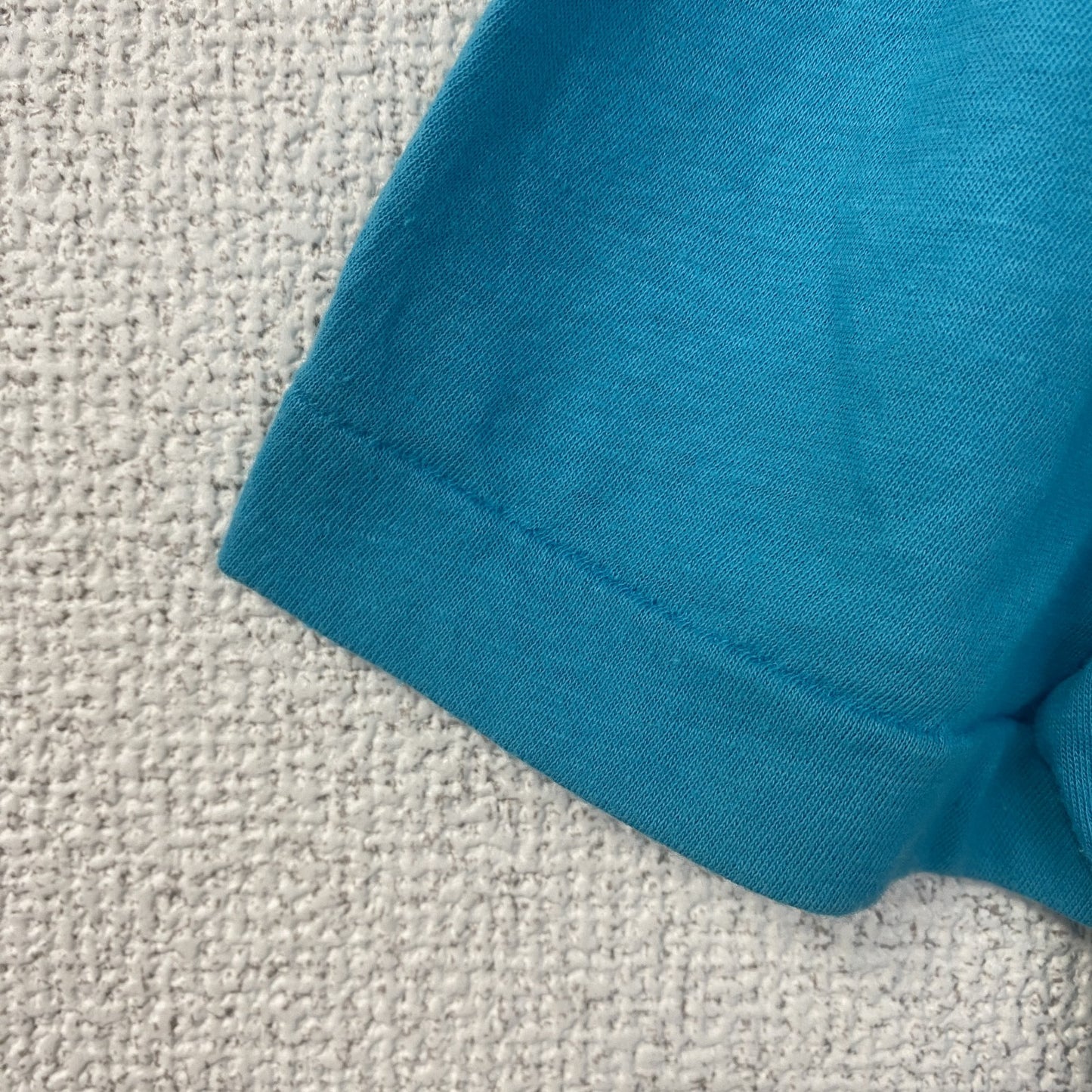 古着 used　半袖プリントTシャツ　90s　シングルステッチ　ヴィンテージ　クルーネック　レトロ　水色　ブルー　XXXLサイズ