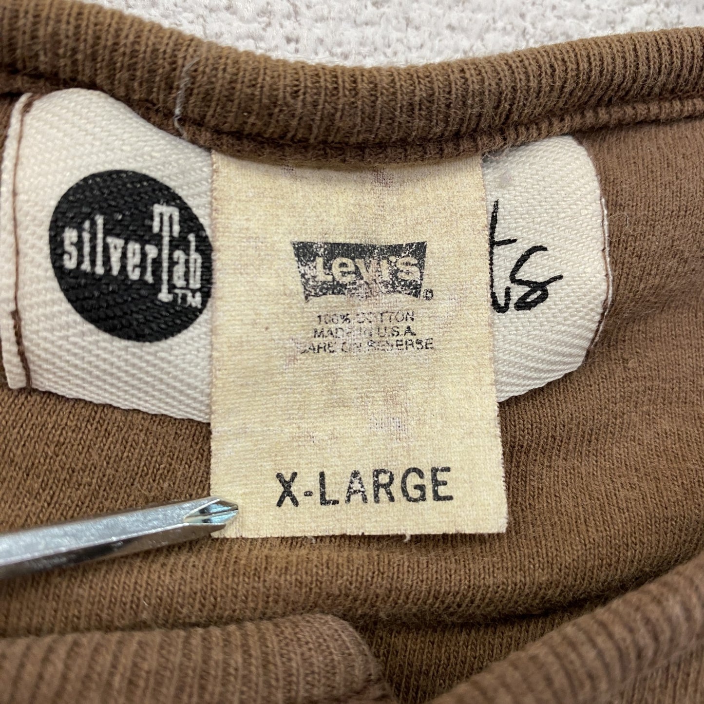 Levi’ｓ　リーバイス　SilverTab　シルバータブ　長袖Tシャツ/ロンT　ヘンリーネック　茶色　ブラウン　XLサイズ