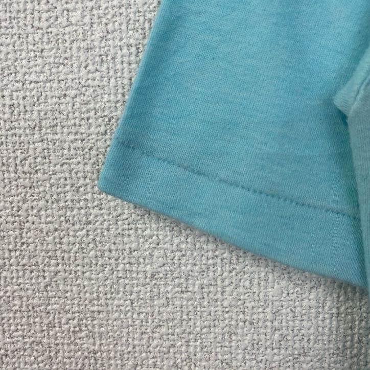 古着 used　半袖プリントTシャツ　90s　シングルステッチ　ヴィンテージ　クルーネック　レトロ　ライトブルー　水色　Lサイズ