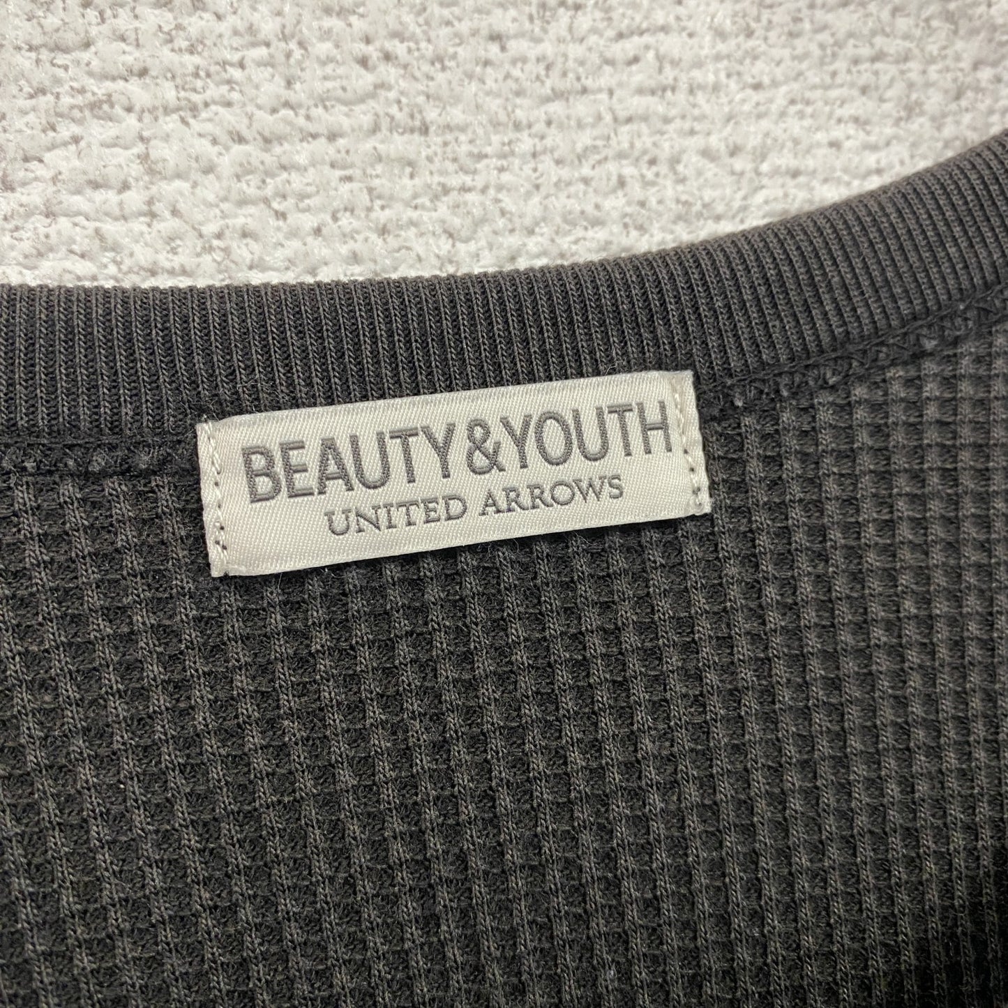 BEAUTY&YOUTH UNITED ARROWS　長袖Tシャツ/サーマルロンT　ワッフル　黒　ブラック　XLサイズ