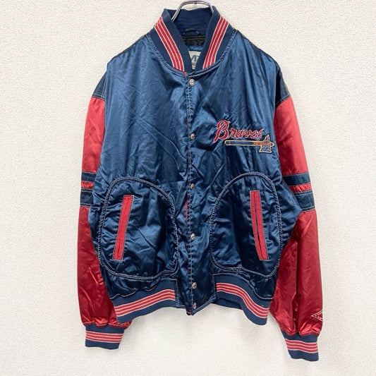 ～90s　MIRAGE　MLB　ブレーブス　ナイロンスタジャン/スタジアムジャケット　ヴィンテージ　ネイビー　レッド　XLサイズ