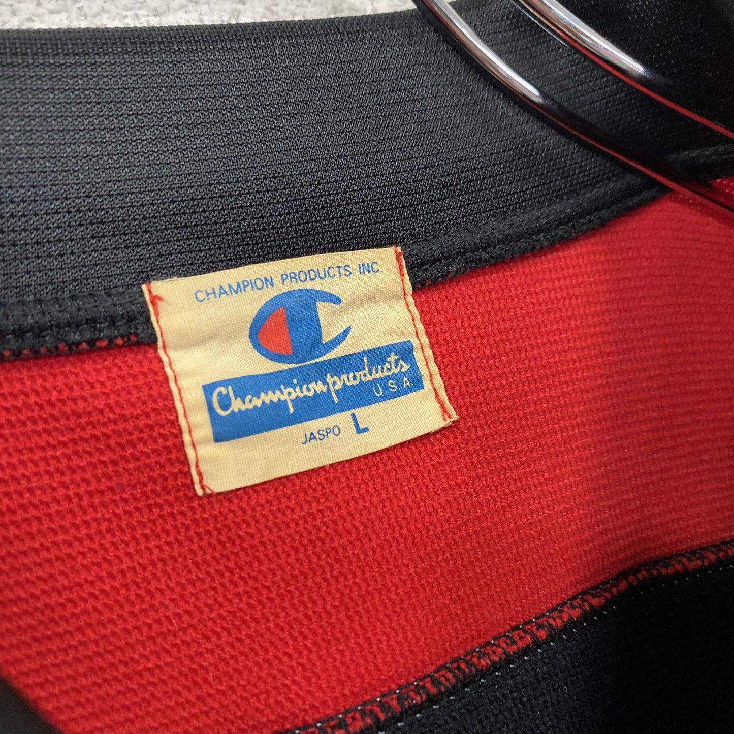 90s　Champion　チャンピオン　ウォームアップシャツ　比翼仕立て　ヴィンテージ　黒　ブラック　Lサイズ