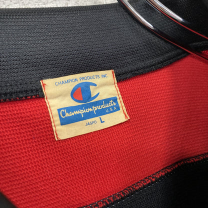 90s　Champion　チャンピオン　ウォームアップシャツ　比翼仕立て　ヴィンテージ　黒　ブラック　Lサイズ