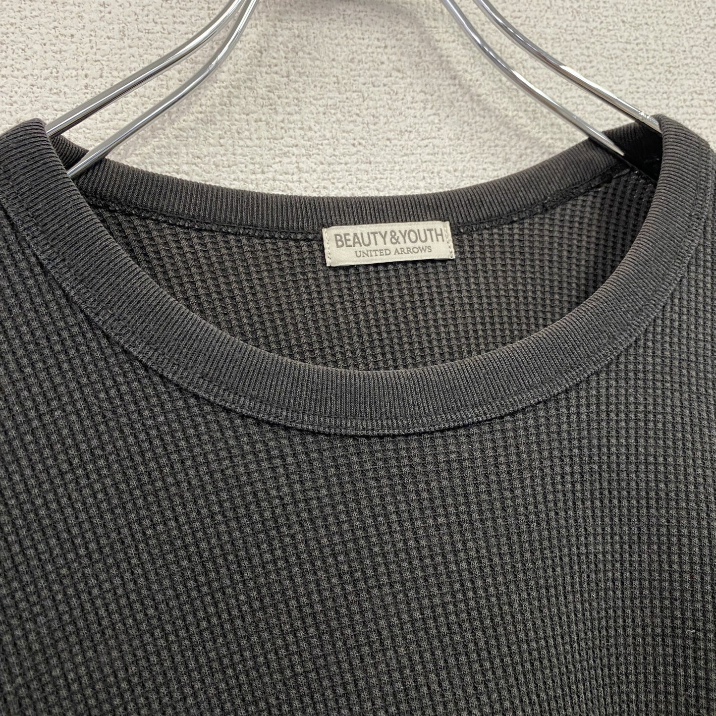 BEAUTY&YOUTH UNITED ARROWS　長袖Tシャツ/サーマルロンT　ワッフル　黒　ブラック　XLサイズ