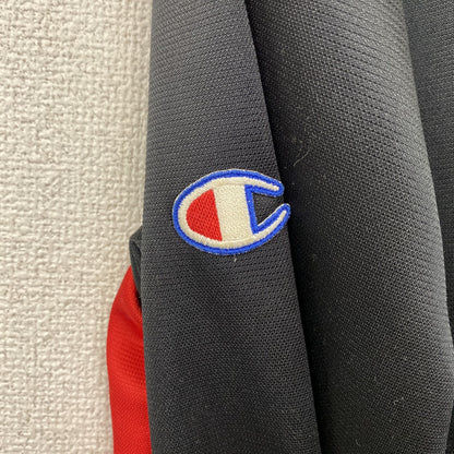 90s　Champion　チャンピオン　ウォームアップシャツ　比翼仕立て　ヴィンテージ　黒　ブラック　Lサイズ